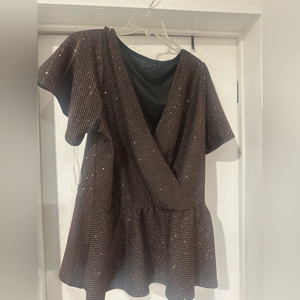 Lane Bryant Brown Sequin Blouse